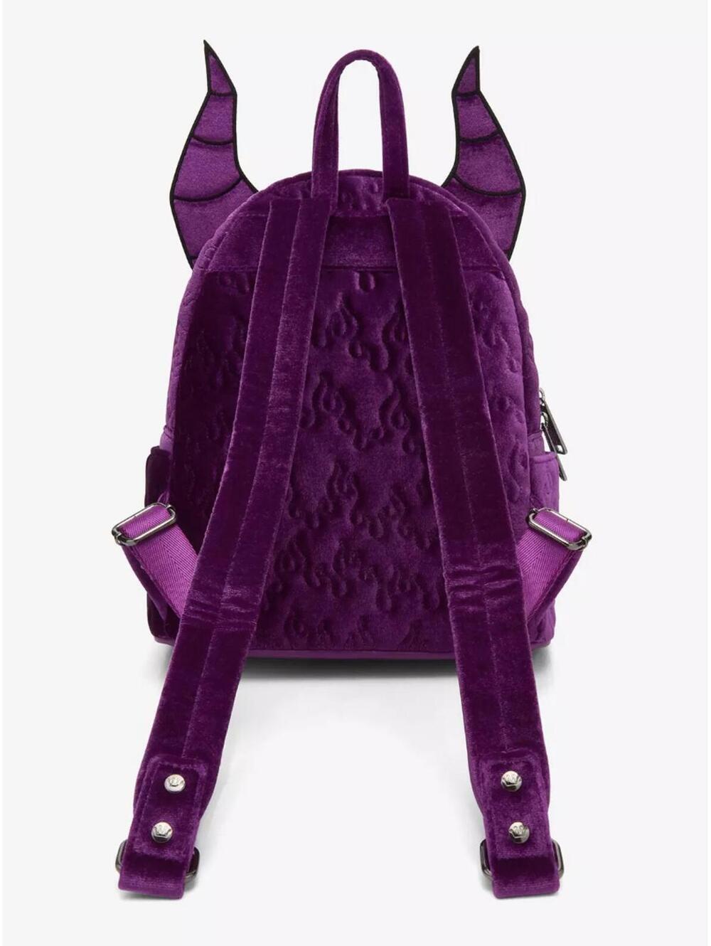 Loungefly Disney Sleeping Beauty Purple Velvet Maleficent Figural Backpack NWT - Picture 3 of 5